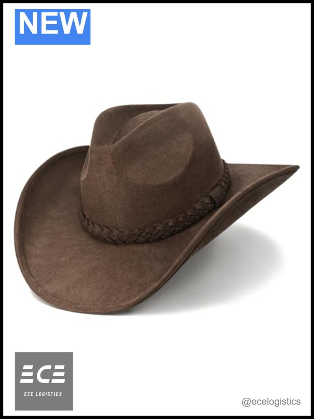Faux Suede Western Cowboy Hat Teardrop Adjustable Wide Brim